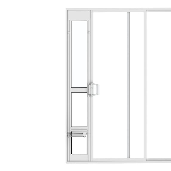 Hakuna Pets Medium White Glass Sliding Door Patio Pet Door, With Lockable Flap, Suitable for Most Sliding Doors