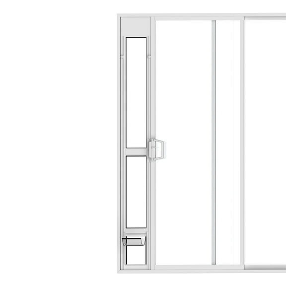 Hakuna Pets Small White Glass Sliding Door Patio Pet Door, With Lockable Flap, Suitable for Most Sliding Doors