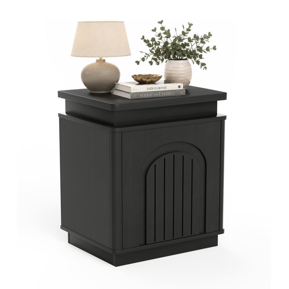 Hakunofo Nightstand, Black Particle Board+MDF Bedside Table with Storage Drawers, 19.6 x 15.7 x 23.6 in, Bedroom End Table Accent Cabinet for Small Spaces, Bedroom Furniture, Bedside