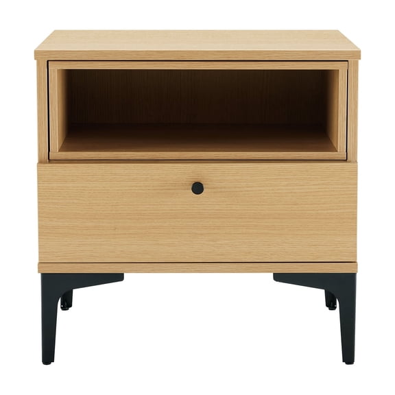 Hakunofo Nightstand, Light Oak Particle Board Bedside Table with Storage Drawers, 19.7 x 15.7 x 19.7 in, Bedroom End Table Accent Cabinet for Small Spaces, Bedroom Furniture, Bedside
