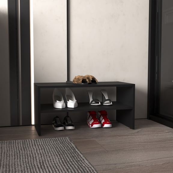 Hakunofo Shoe Storage Cabinet Bench, Entryway Organizer with Seat, Black, 13.4 x 28.3 x 13.7 in, for Entryway Hallway Mudroom, Shoe Organizer Storage Furniture, Home Storage Organizer