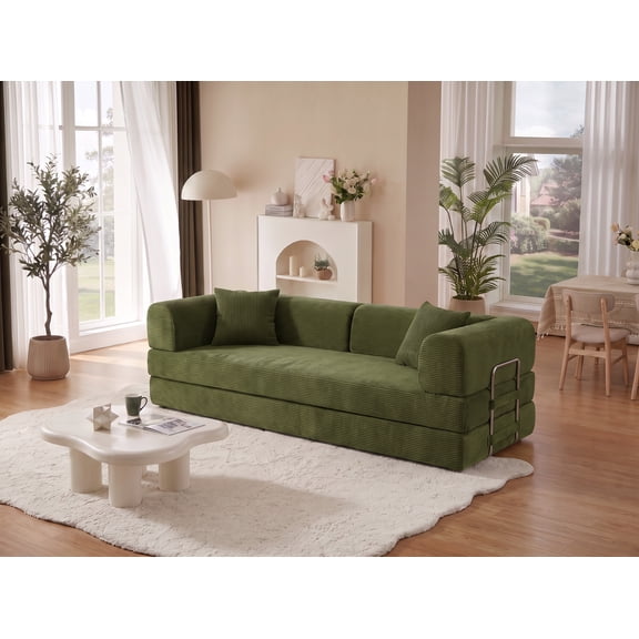 Hakunofo Sofa Couch, Green Upholstered Convertible Sofa, 78.7 x 37.4 x 26.77 in, Modern Living Room Couch, for Apartment, Bedroom, Office, Guest Room, Lounge, Comfortable Home Furniture