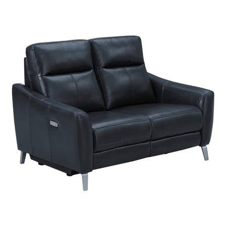 Hal 60 Inch Power Recliner Loveseat, Gel Foam, USB, Dark Blue Faux Leather