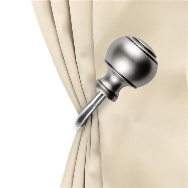 Satin Nickel Finish Metal Curtain Holdback Pair