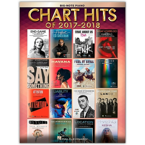 Chart Hits of 2017-2018 for Big Note Piano