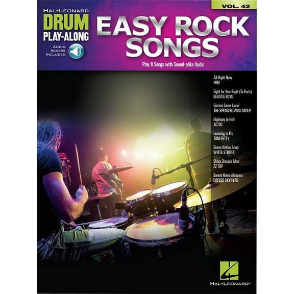 Hal Leonard Easy Rock Songs - Drum Play-Along Volume 42 Book/Audio Online