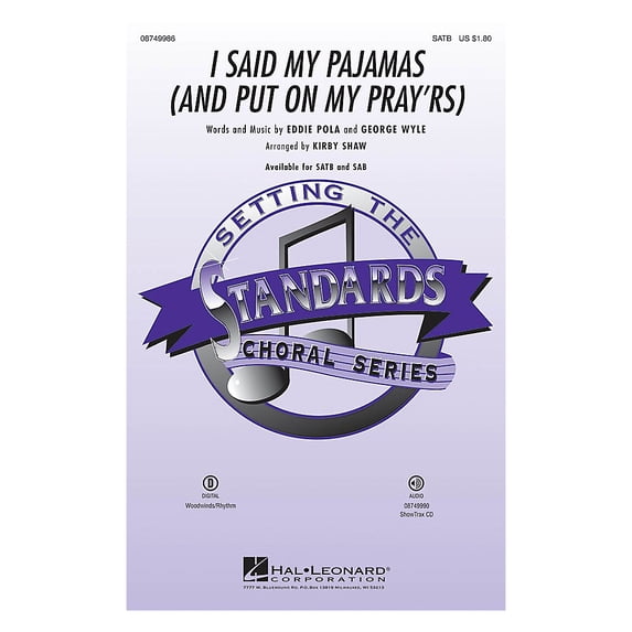 Hal Leonard I Said My Pajamas (And Put On My Pray'rs) ShowTrax CD Arranged by Kirby Shaw