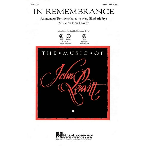 Hal Leonard In Remembrance CHOIRTRAX CD Composed by John Leavitt