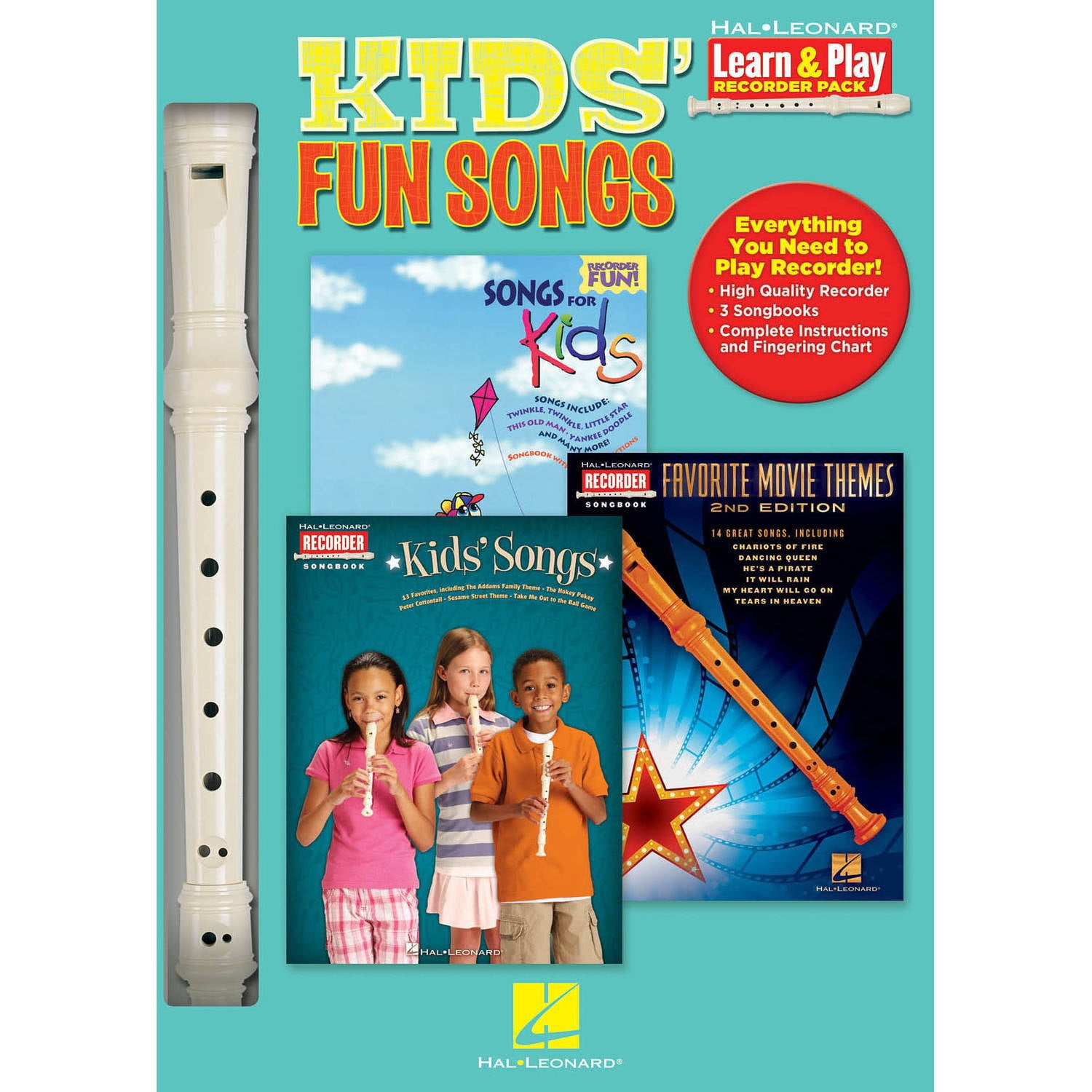 Hal Leonard Kids' Fun Songs Learn & Play 3-Book & Recorder Pack 