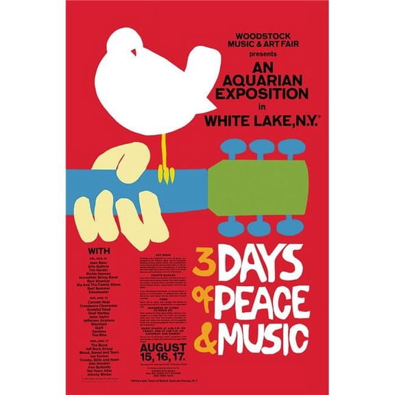Hal Leonard Woodstock Classic Red Wall Poster-16 inches x 20 inches