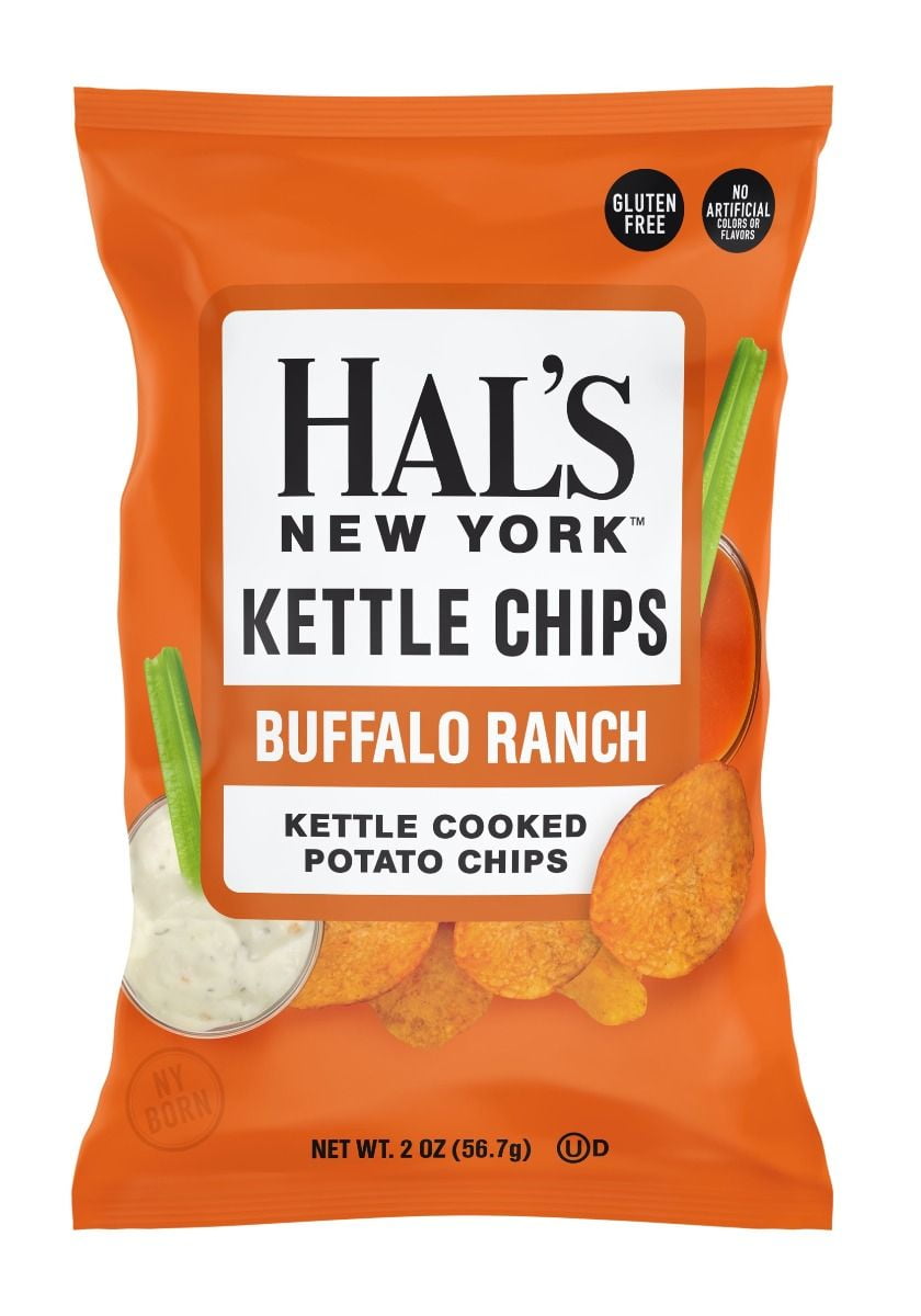 Hal's NY Kettle Cooked Potato Chips, Buffalo Ranch, 2 oz Bags (Pack of 24)