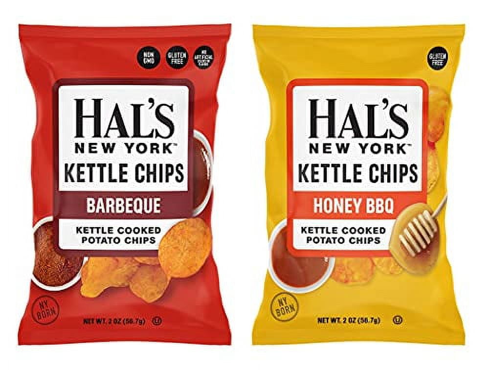 Hal's New York Kettle Cooked Potato Chips, Gluten Free, 2oz (BBQ Variety, Pack of 12)