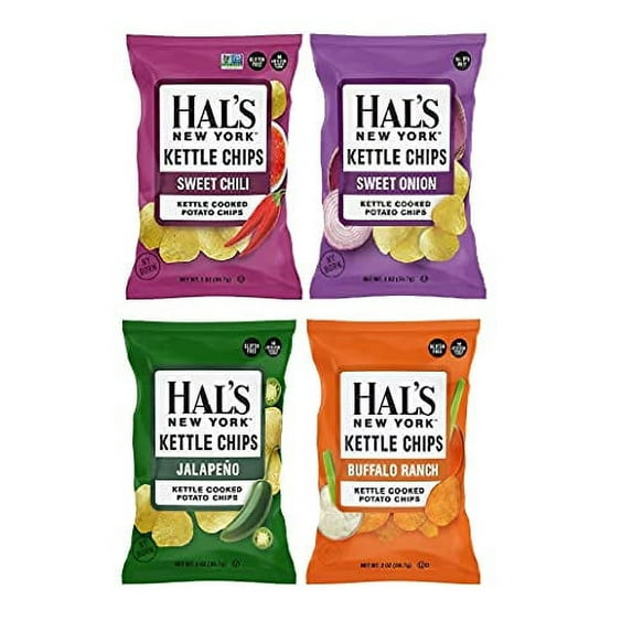 Hal's New York Kettle Cooked Potato Chips, Gluten Free, 2oz (Sweet n' Spicy Variety Pack, Pack of 24)