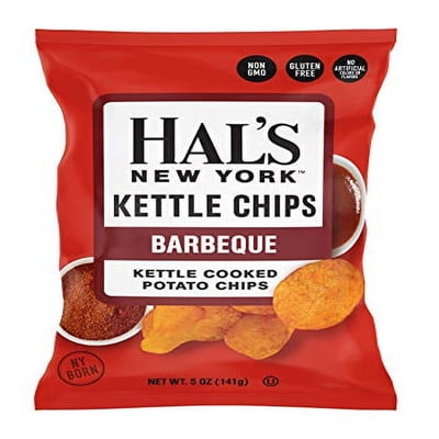 Hal's New York Kettle Cooked Potato Chips, Gluten Free, BBQ, 5 oz Bag (Pack of 3)