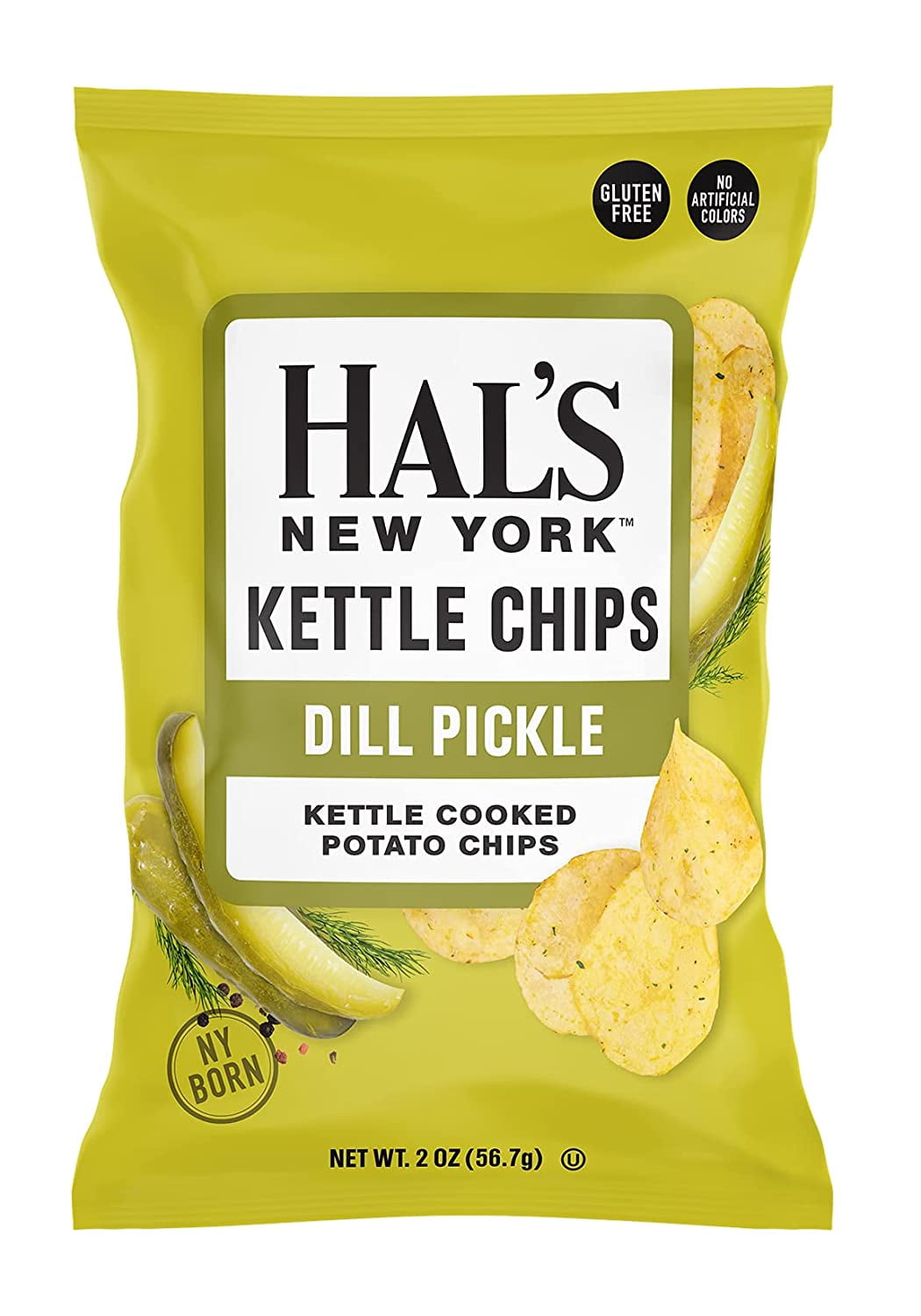 Hal's New York Kettle Cooked Dill Pickle Potato Chips 2 oz