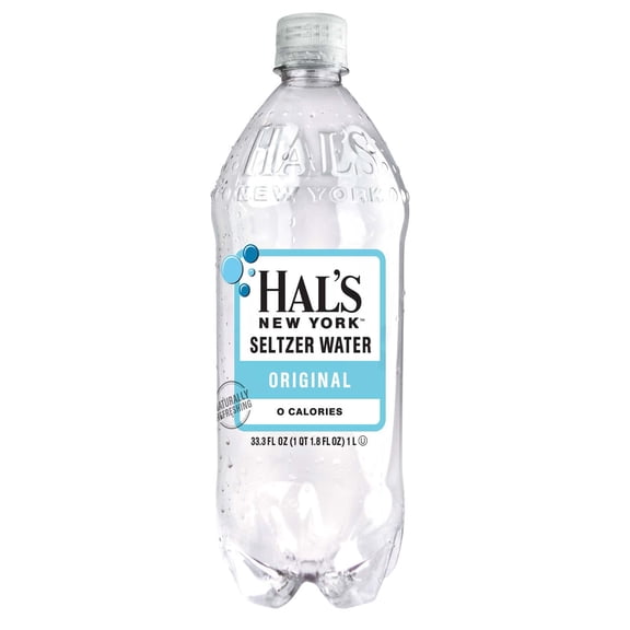 Hal's New York Original Seltzer Water, Gluten-Free, Non-GMO, 33.8 fl oz (1L) 15 Pack