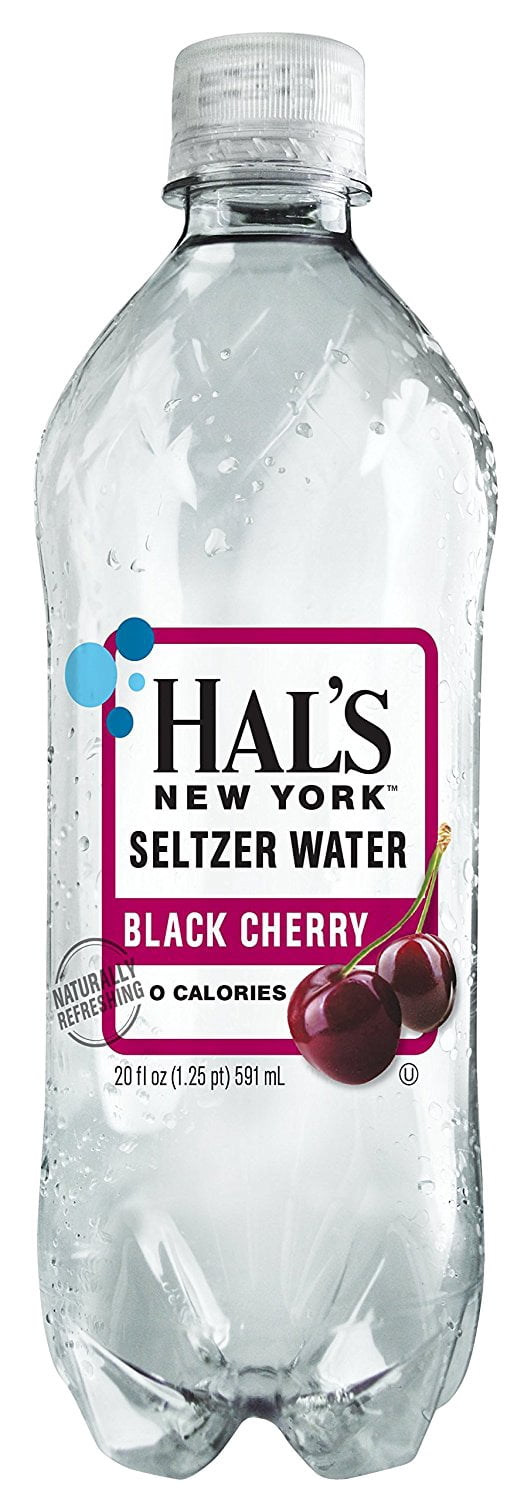 Hal's New York Seltzer Carbonated Black Cherry Flavored Sparkling Water, Zero Sugar, Zero Calorie, Zero Carbs, 20 Fl Oz Pack of 24