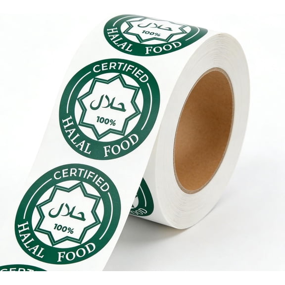 Halal Food Labels (Pack-500) - Green, Waterproof, Removable, Circle Stickers for Halal Food Identification