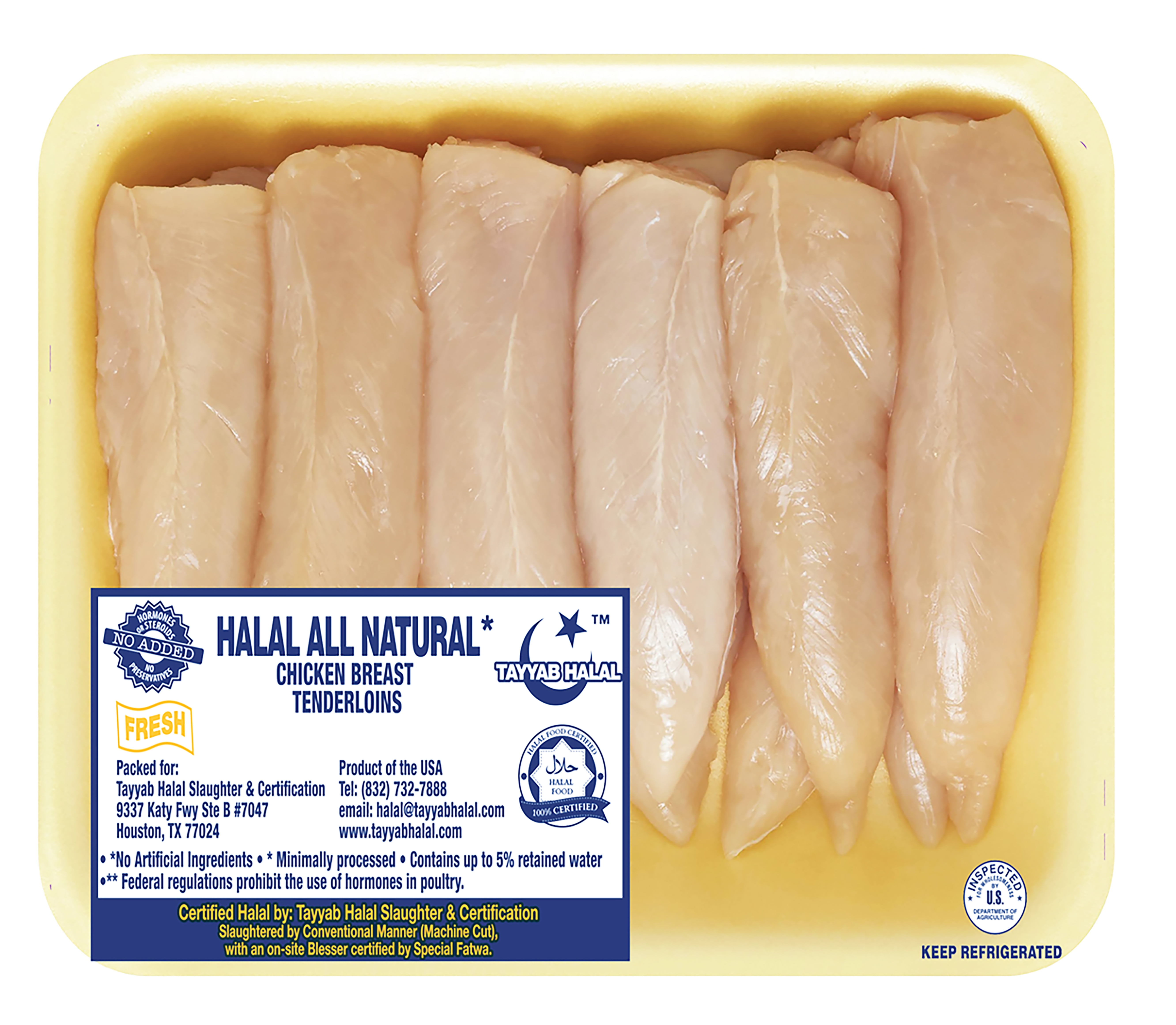 Halal Fresh Chicken Tenderloins, 28g Protein, 4oz 112g, 0.9 1.2 lb