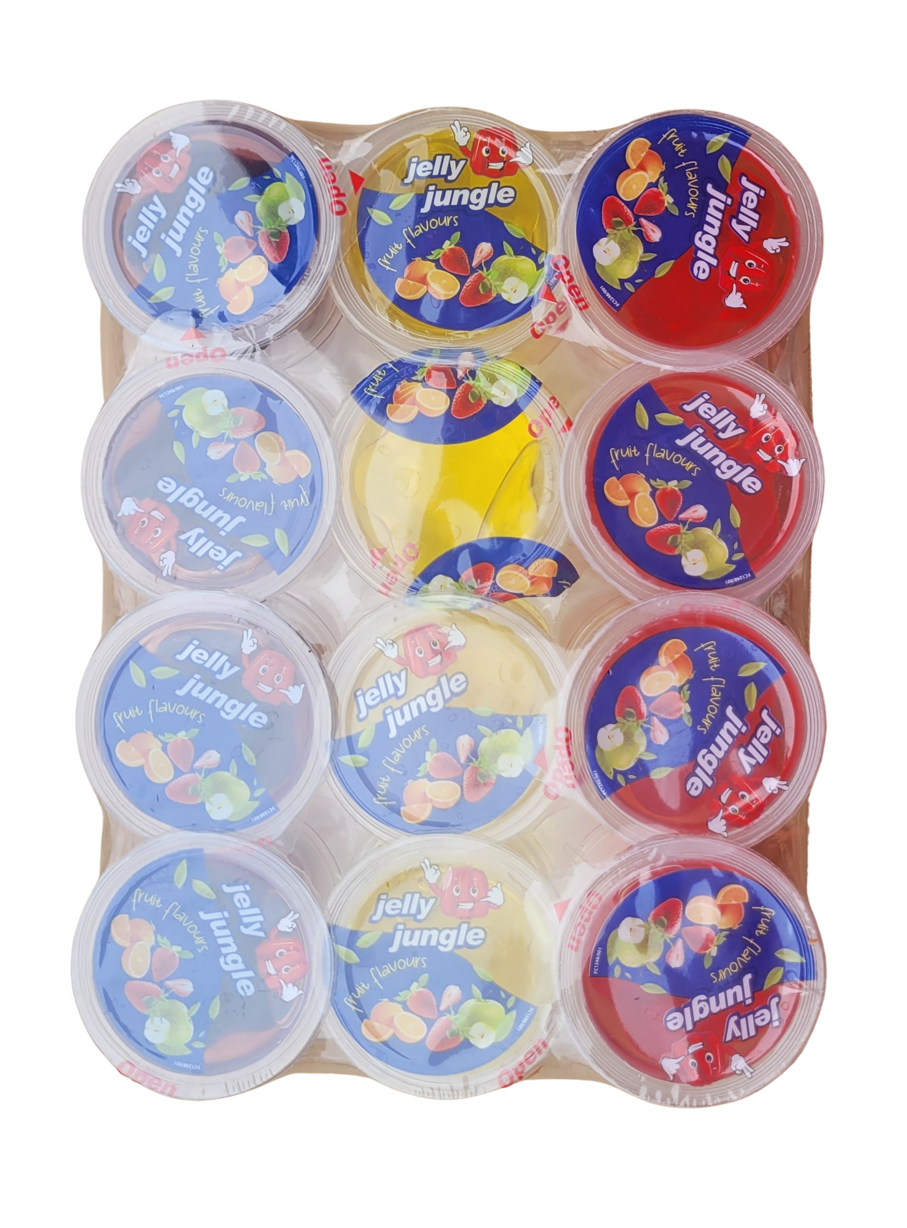 Halal-Jelly Jungle,Fruit Flavored Jelly Cups - Cherry, Pineapple, Tutti Frutti, 12 Pack (29.63 oz)