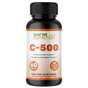 SHIFAA NUTRITION Vitamin C Supplement, Halal Tablets with Rose Hips, 500mg, 60 Ct   Supports Immune & Seasonal Health