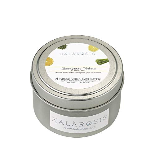 Halarosis Soy Candles - Long Burning Lemongrass Candle - Burns Up to 25 Hours - Gift for Birthday, (Lemongrass Verbena 3.5 oz)