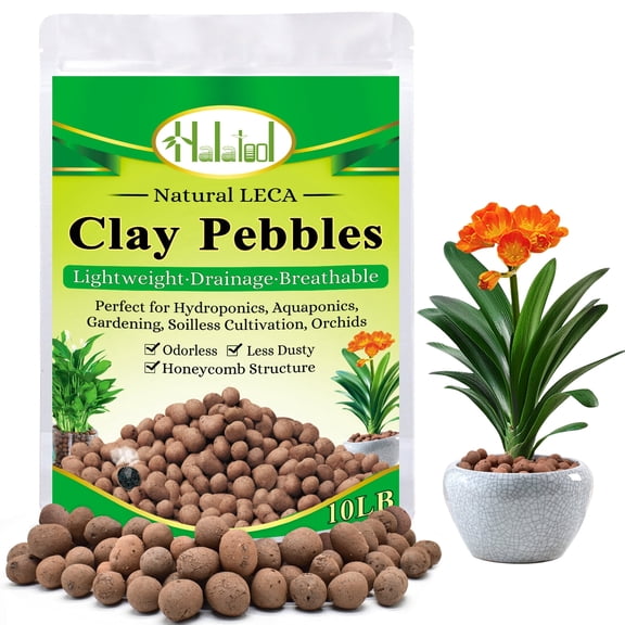 Halatool 10 LB Natural Expanded Clay Pebbles for Plants 4mm-16mm Clay Balls 100% Organic Hydroton Leca Balls for Indoor Plants Hydroponic Growing Gardening Orchids Drainage Decoration Aquaponics