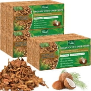 Halatool 6 Pcs Coconut Coir Chips for Plants - 6.6 LB 100% Organic Coco Husk Chip Bricks with Low EC and pH Balanced, Compressed Coco Substrate Growing Mulch Medium for Garden Herbs, Plants, Flowers