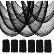 Halatool 8 Pcs 30x90 in Black Halloween Creepy Cloth, Spooky Hanging Cheesecloth Gauze for Party, Indoor & Outdoor ,Garden Yard, Home Wall Decor