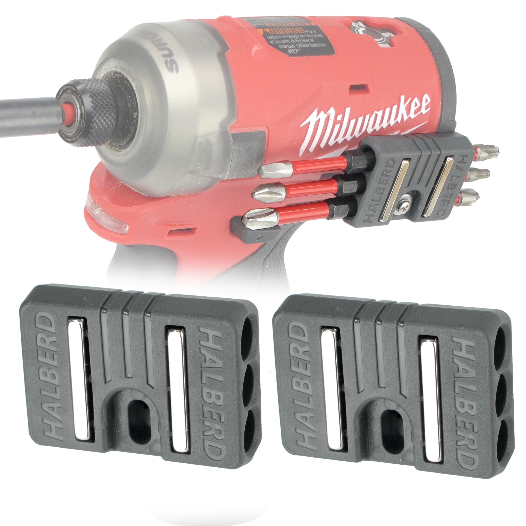 Halberd Bit Holder, for Milwaukee M12, Mounts to Belt Clip