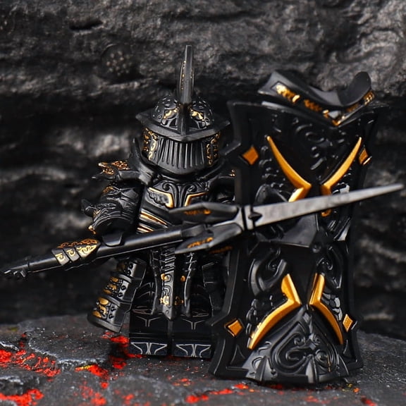 Halberd Soul Warrior: Dark Prison Gold Halberd Soul Warrior Minifigure Building Block Toys