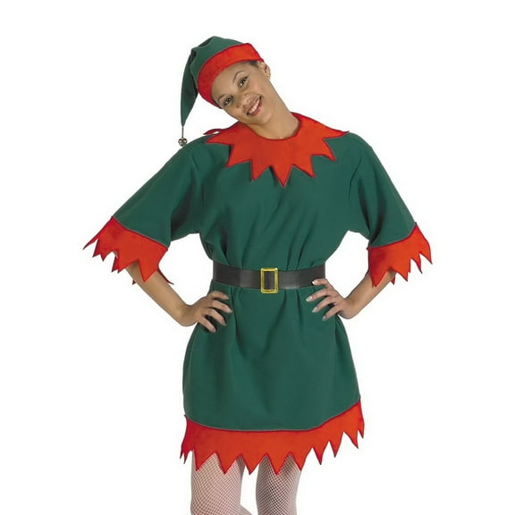 Halco Adult Christmas Elf Tunic with Hat Costume - One Size Fits Most