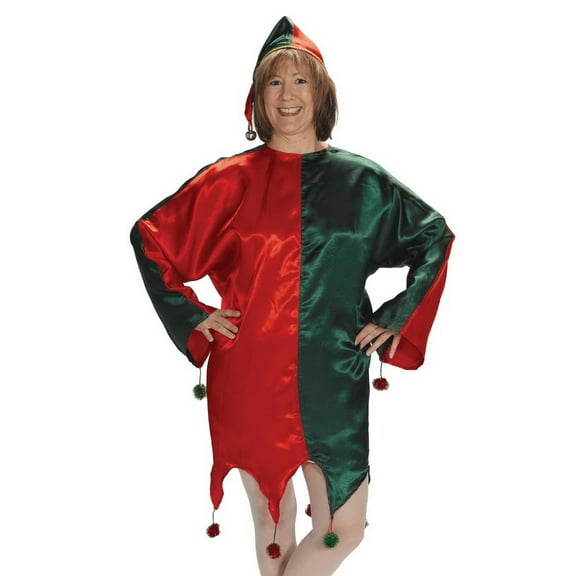 Halco Adult Christmas Elf Tunic with Jingle Hat Costume - One Size Fits Most