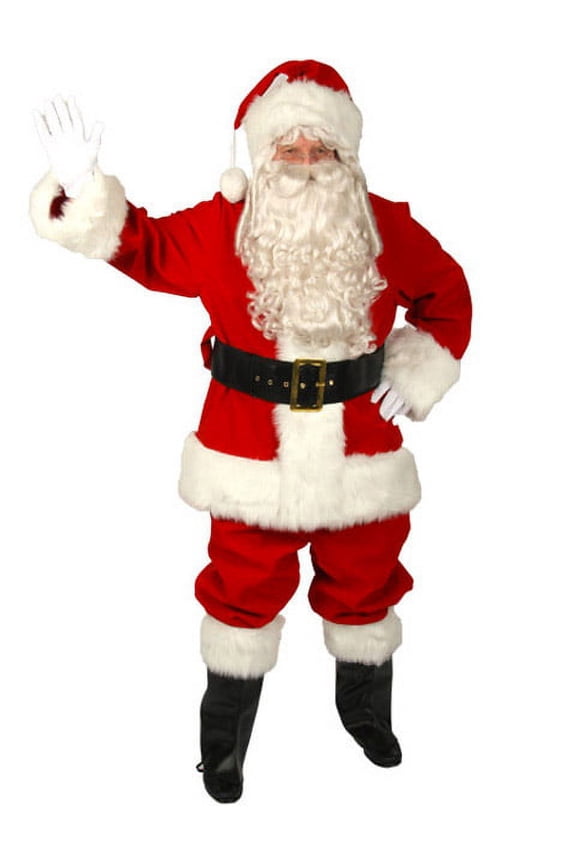 Men's Red Velvet Santa Suit Costume - Size Large