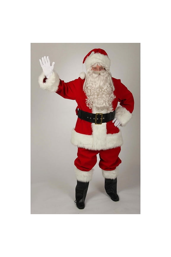 Men's Red Velvet Santa Suit Costume - Size X-Large