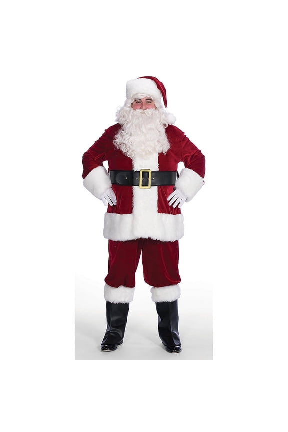 Men's Red Velveteen Santa Suit Costume - Size X-Large