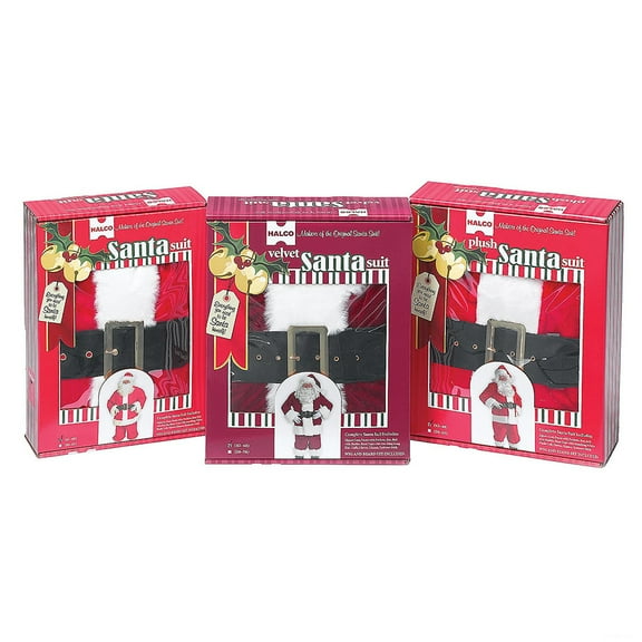 Halco Men's Velveteen Red Santa Suit 10-piece Set Costume - Size Large