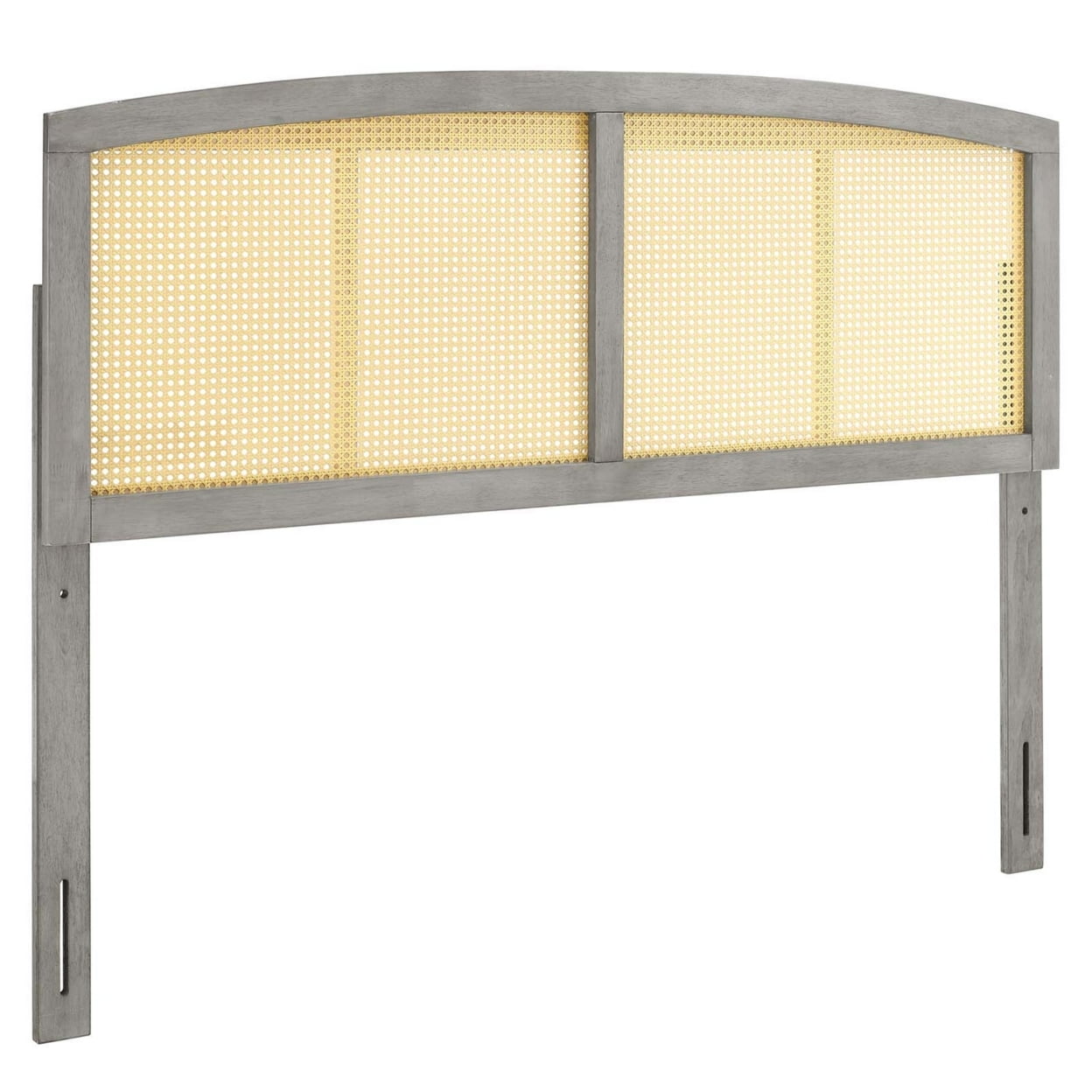 Modway Halcyon Cane Rattan and Rubberwood Queen Headboard in Gray