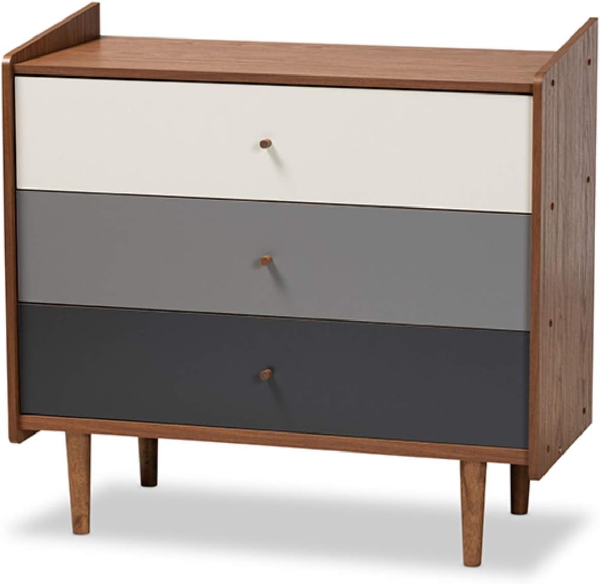 Halden Mid-Century Walnut and Gray 3-Drawer Chest