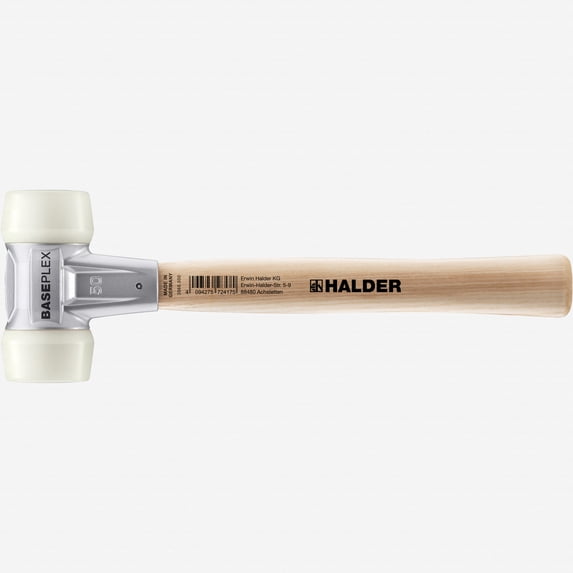 Halder Baseplex Soft-Faced Mallet – 40mm Nylon Inserts, Zinc Die-Cast Body, Wood Handle, 18 Oz For Precision Work