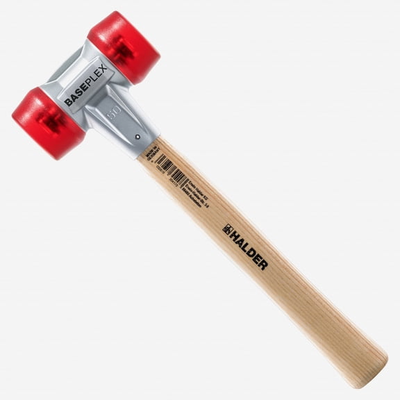 Halder Baseplex Mallet with Red Plastic Face Inserts and Zinc Die Cast Housing, 4.61" / 33.16 oz.