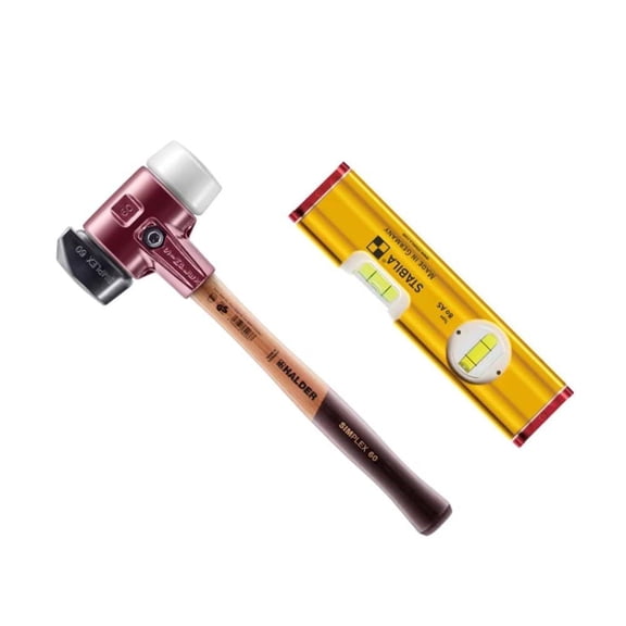 Halder Inc Simplex Plus Box Gardening And Landscaping Rubber And Plastic Head Soft-Face Mallet D60 With Wood Handle And Spirit Level