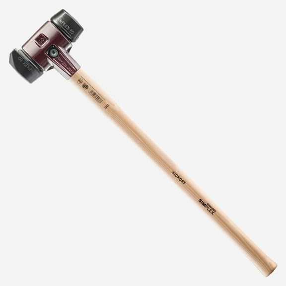 Halder Simplex Long Handle Mallet with Black Rubber/STAND-UP Black Rubber Inserts and Cast Iron Housing, 2.36" / 68.78 oz.