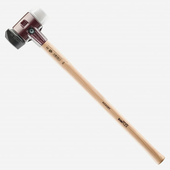 Halder Simplex Long Handle Mallet with Superplastic/STAND-UP Black Rubber Inserts and Cast Iron Housing, 2.36" / 67.02 oz.