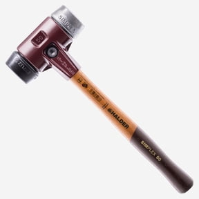 Halder Simplex Mallet with Black Rubber/Aluminum Inserts and Cast Iron Housing, 1.57" / 24.69 oz.