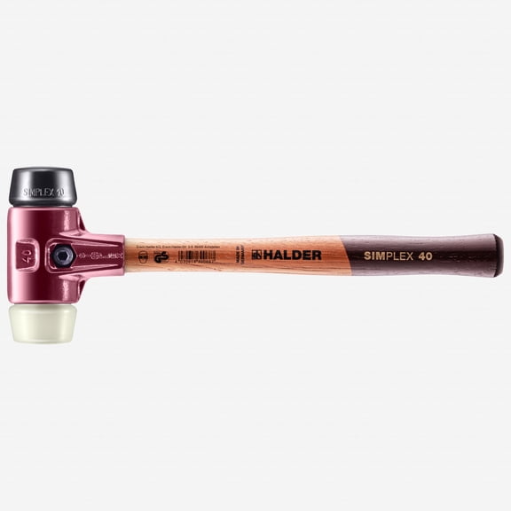 Halder Simplex Mallet with Black Rubber/Nylon Inserts and Cast Iron Housing, 1.57" / 22.93 oz.