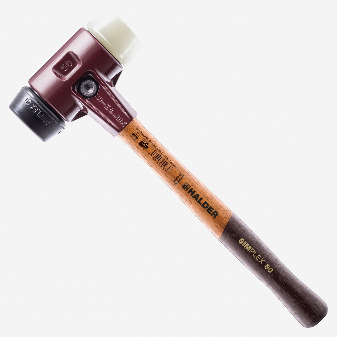 Halder Simplex Mallet with Black Rubber/Nylon Inserts and Cast Iron Housing, 1.97" / 40.21 oz.
