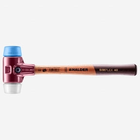 Halder Simplex Mallet with Soft Blue Rubber/Superplastic Inserts and Cast Iron Housing, 1.57" / 21.69 oz.