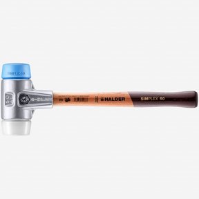 Halder Simplex Mallet with Soft Blue Rubber/Superplastic Inserts and Lightweight Aluminum Housing, 1.97" / 22.72 oz.
