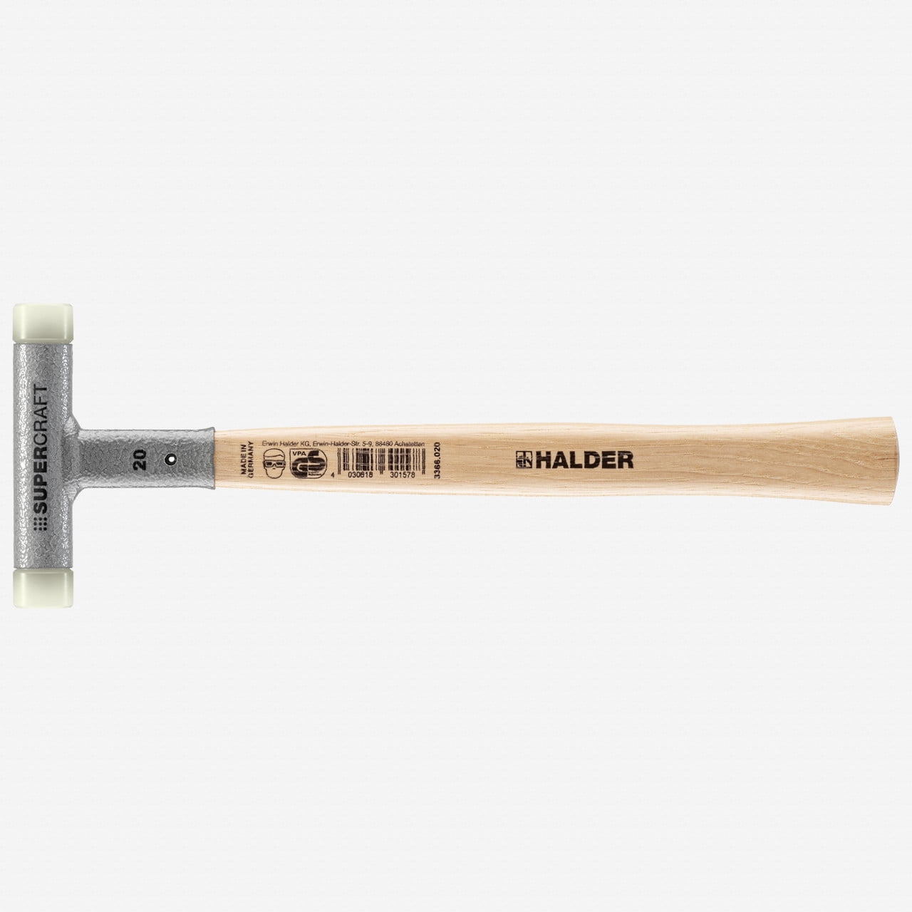 Halder Supercraft 8 oz Nylon-Faced Dead Blow Hammer with Hickory Handle